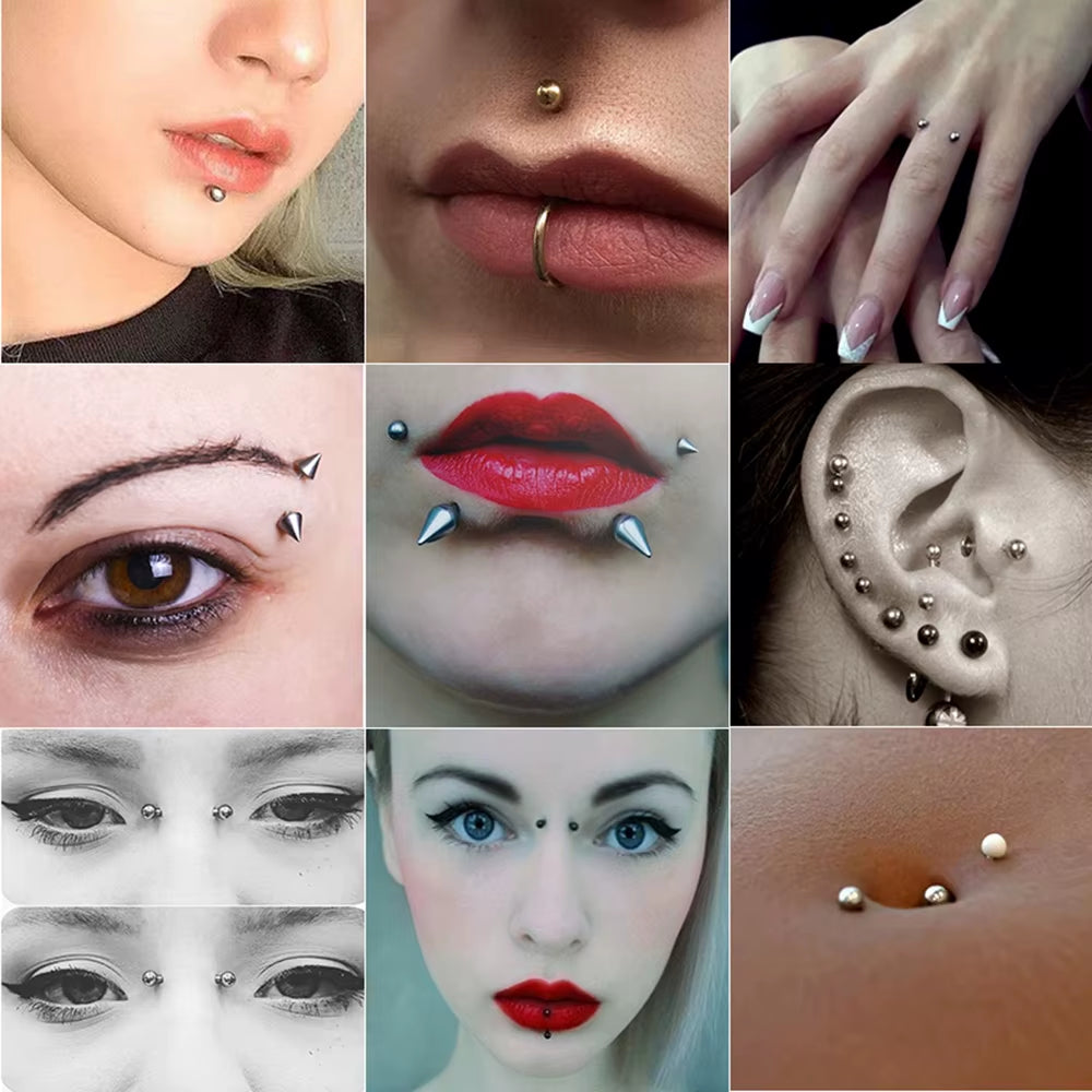 Sticker Fake Belly Eyebrow Lip Piercing Stud Non Piercied Earring Stud Set New Fake Nose Ring Piercing Jewelry Dermal Anchor Top