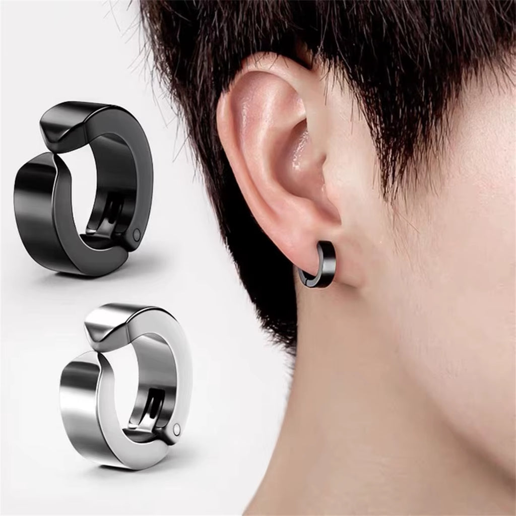 2Pcs 316L Fashion Stainless Steel Cuff Earring, Non Piercing Hoop Earring Clip on Earring Fake Piercing Earring Hoop