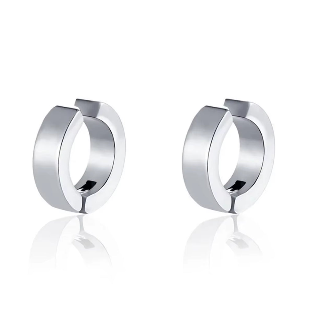 2Pcs 316L Fashion Stainless Steel Cuff Earring, Non Piercing Hoop Earring Clip on Earring Fake Piercing Earring Hoop